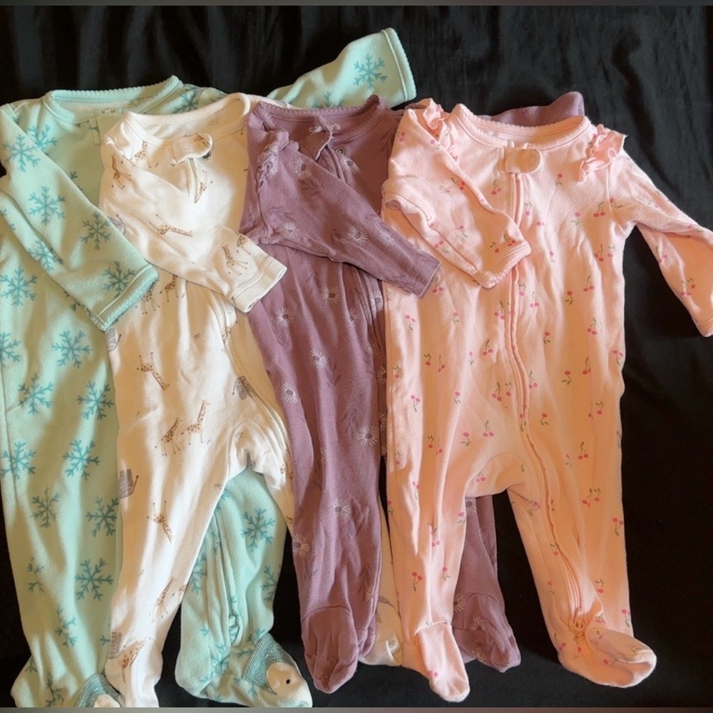 Cozy Kids Footies Set in Pink, Purple, and Mint